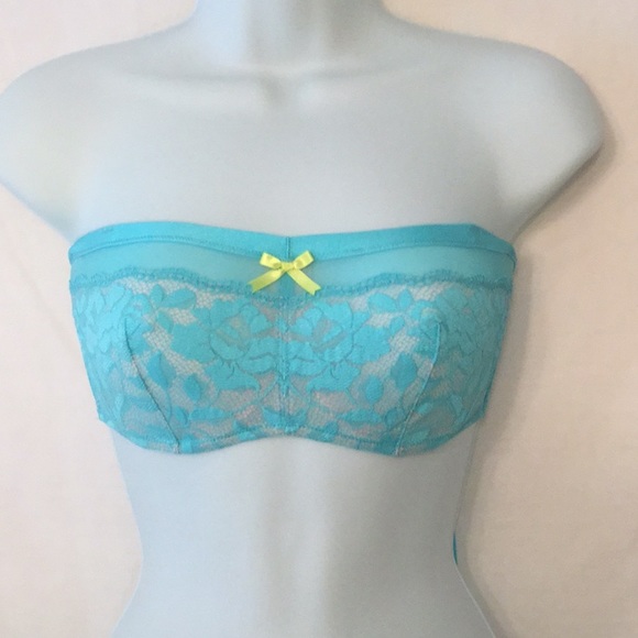 Betsey Johnson Starlet Lace & Mesh BRA Turquoise - Picture 2 of 8